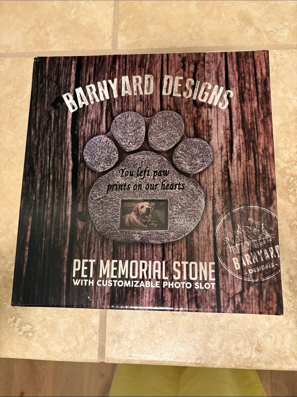 Gray Pet Memorial Stone with Photo Slot